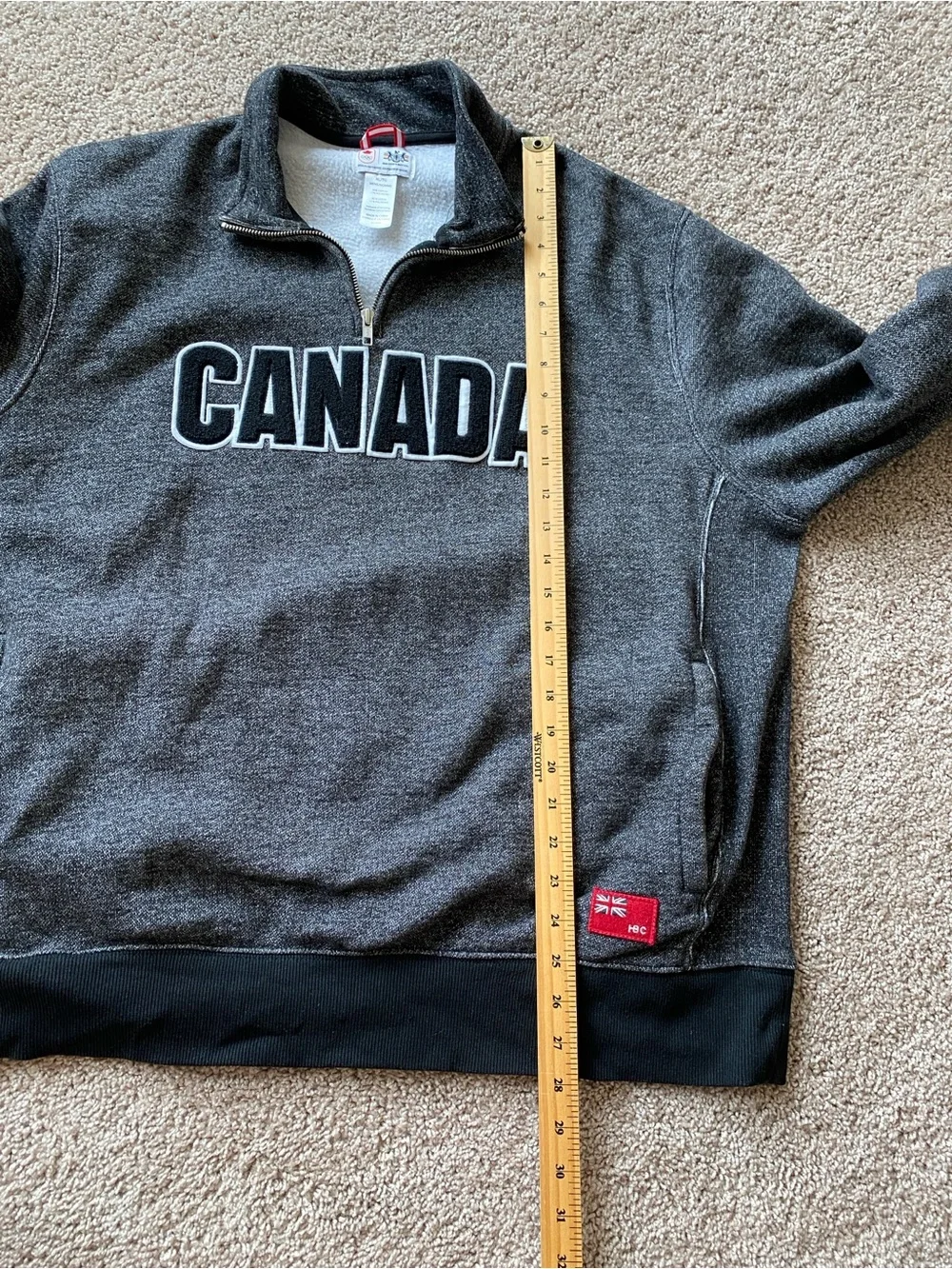 London 2012 Olympic Team Canada HBC 1/4 Zip Sweatshirt Mens XL Heather Black - Picture 11 of 11